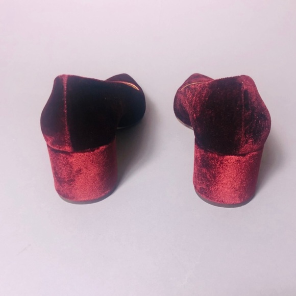 Authentic J.Crew Red Dark Avery Velvet Pumps - Picture 5 of 8